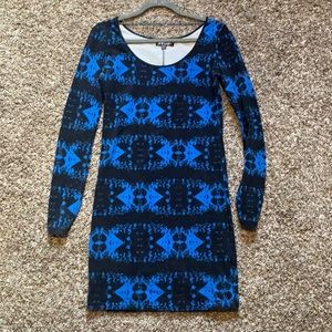 Black & Blue Fitted Dress